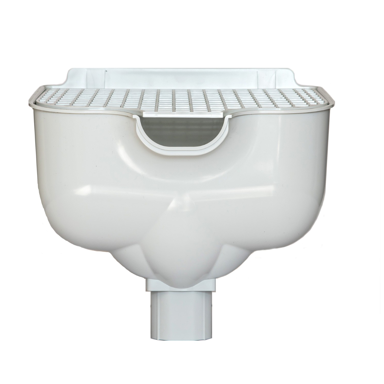 Proper Hopper White – Rainwater Hopper Head (65mm / 68mm) Roof-level rainwater hopper head, conductor head, leader head, or scupper box that's designed to maintain water flow under blockage, provide visible overflow warning, and protect the building from sustained hidden water damage.